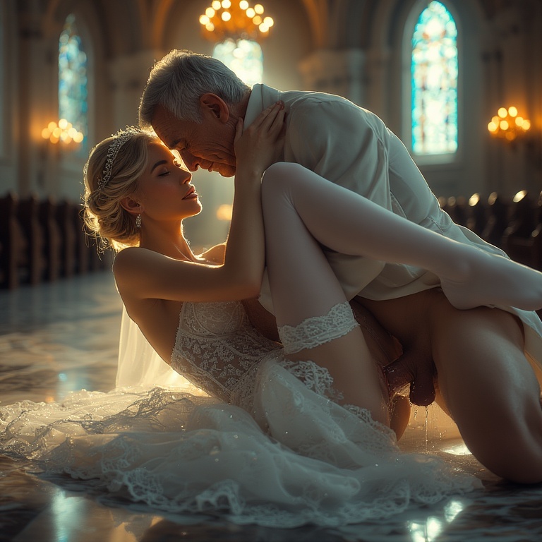 Guests take turns injecting the bride 2