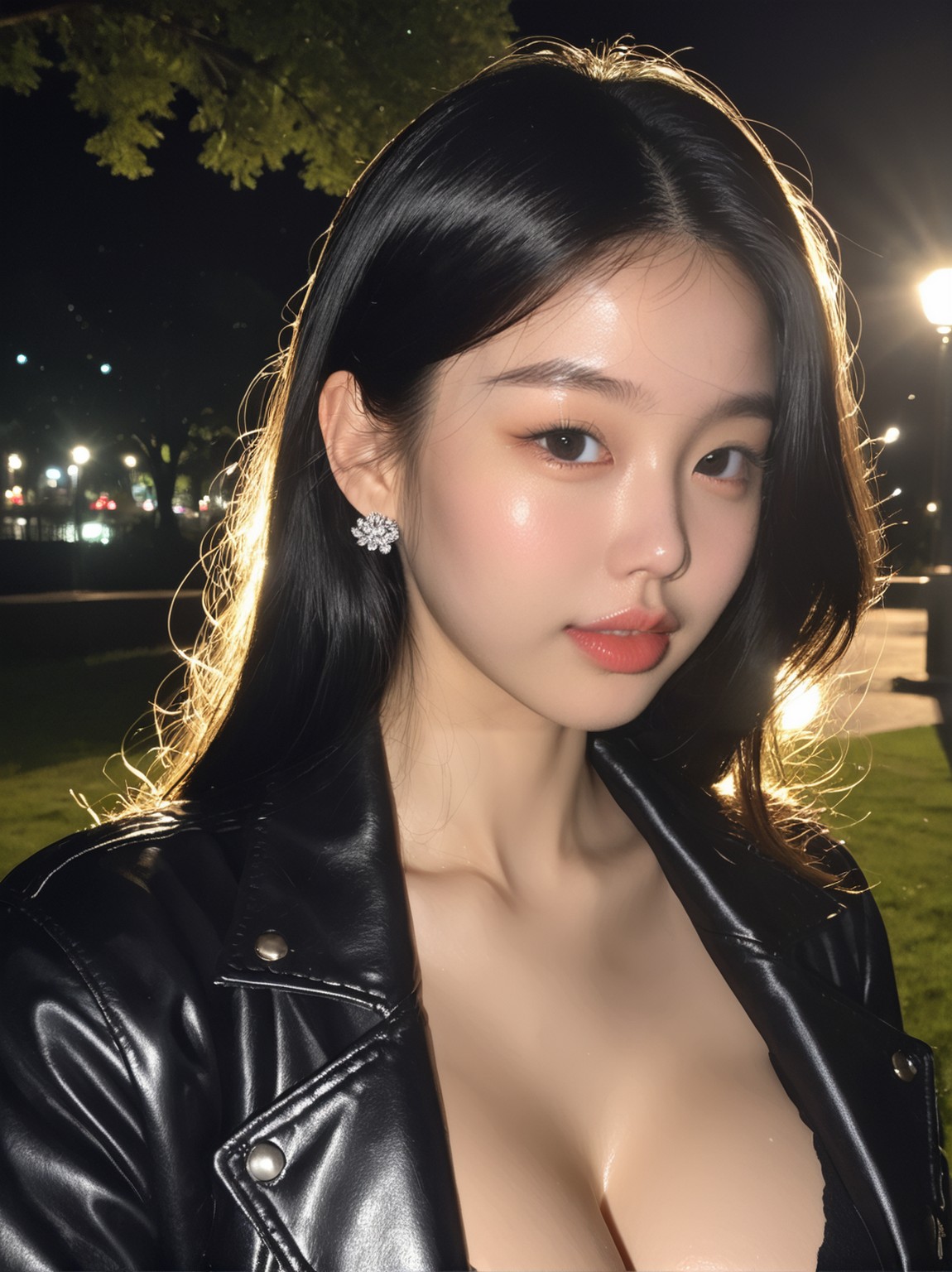 穿著皮夾克的夜行