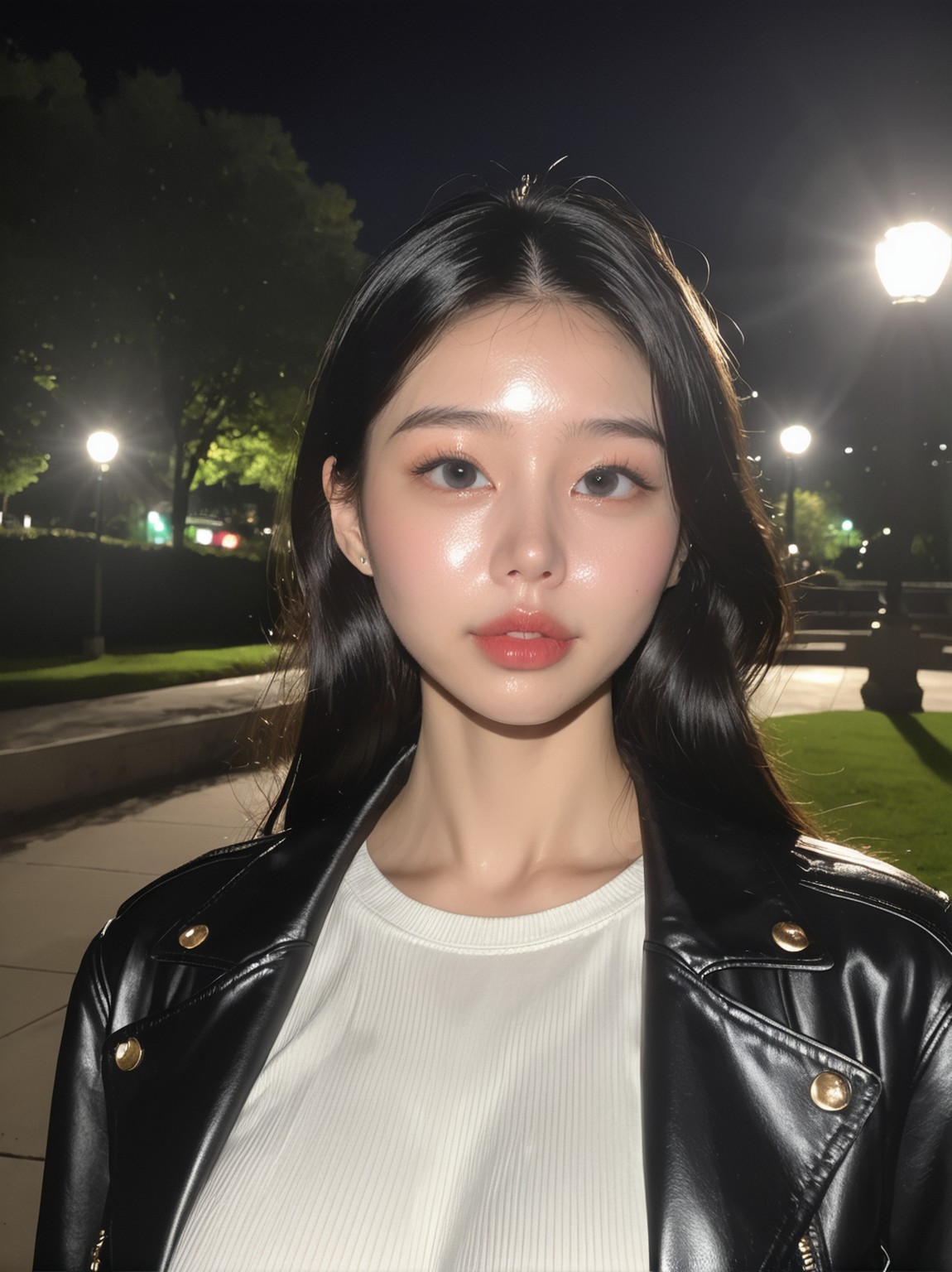 Nightwalk in a leather jacket