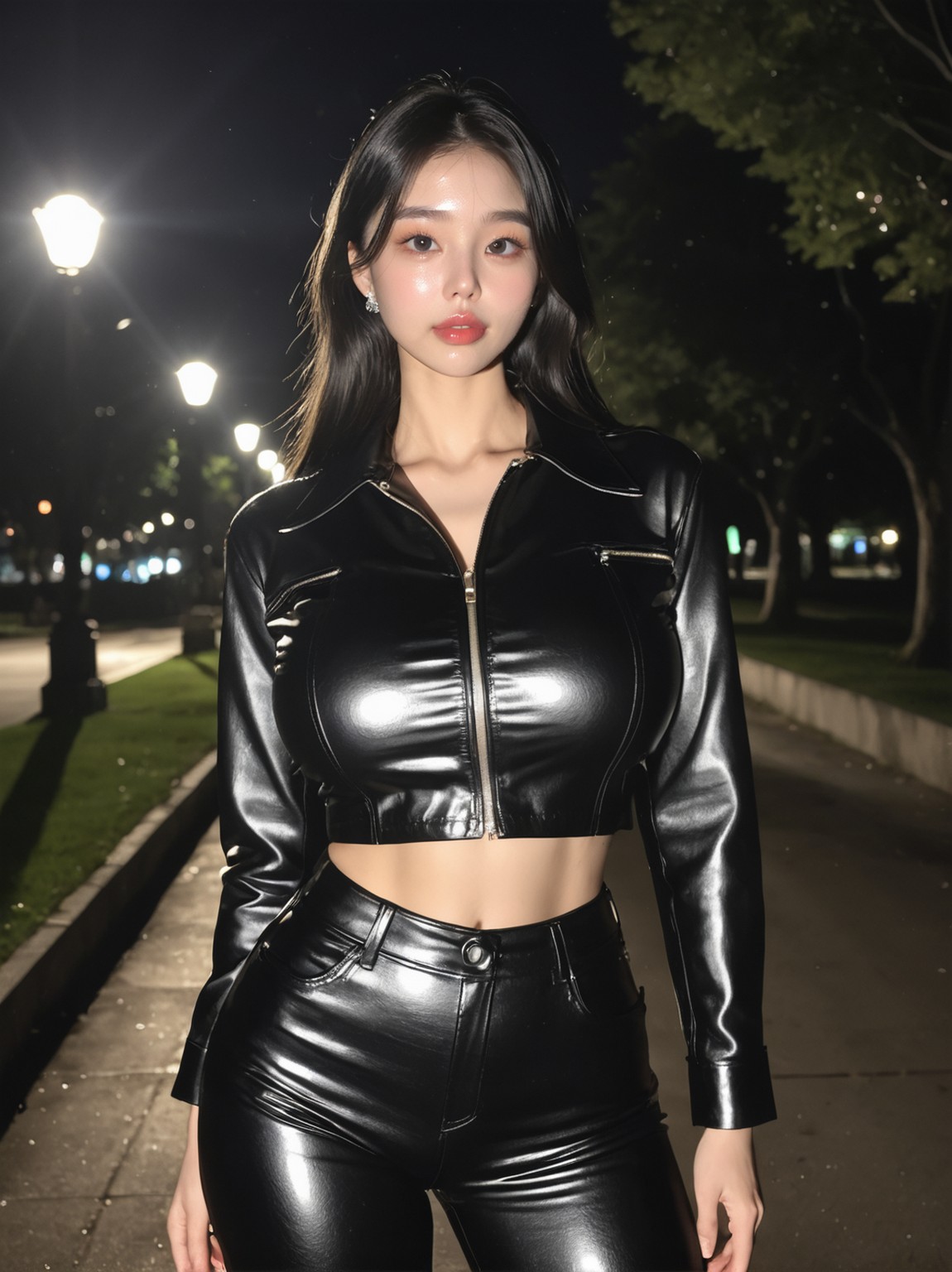 Nightwalk in a leather jacket