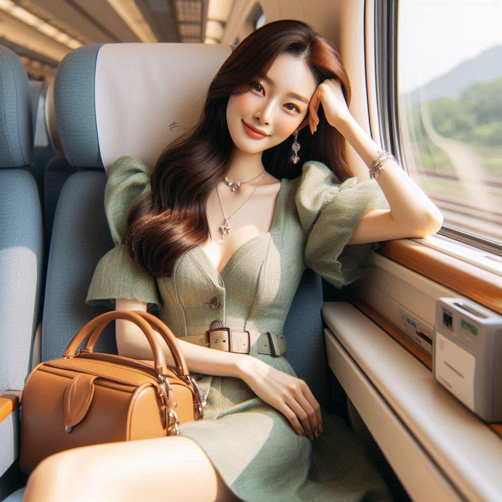 Girl on bullet train