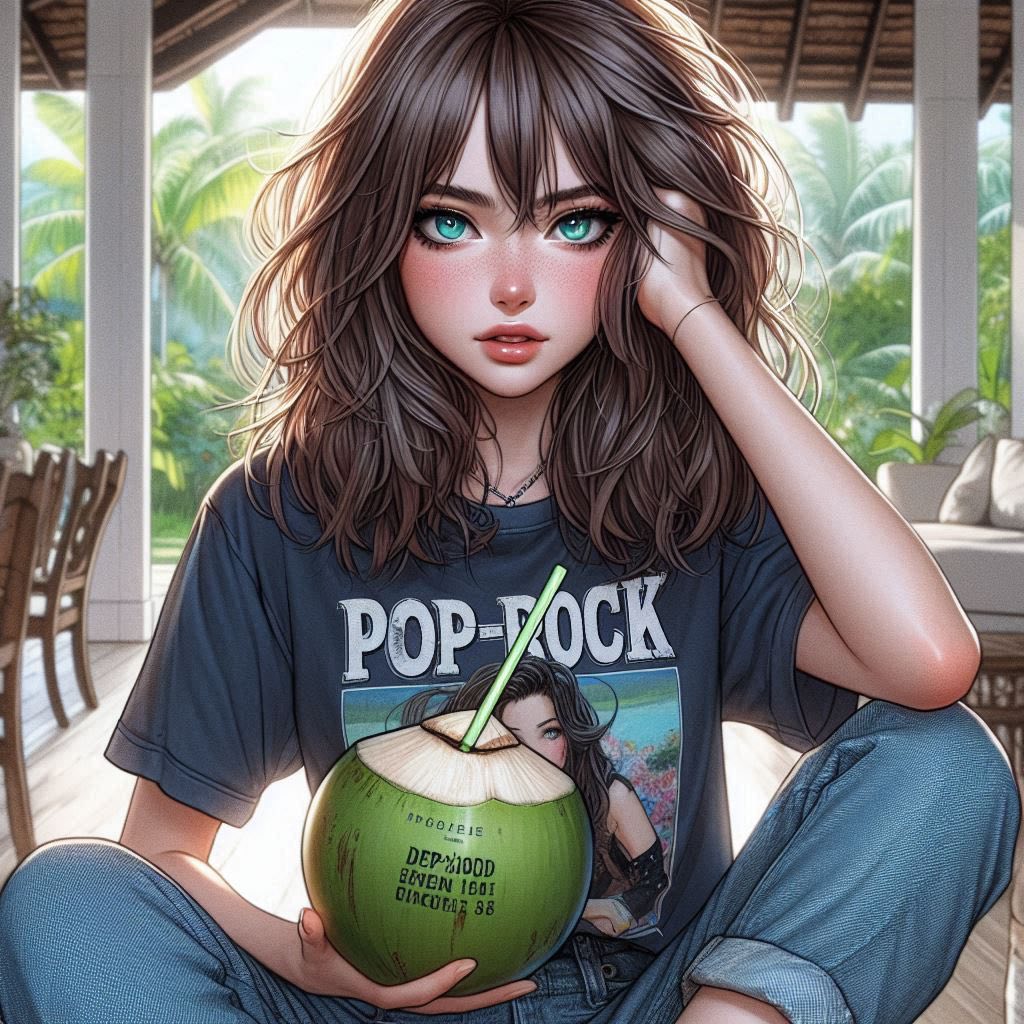 在熱帶渡假村喝涼的果汁