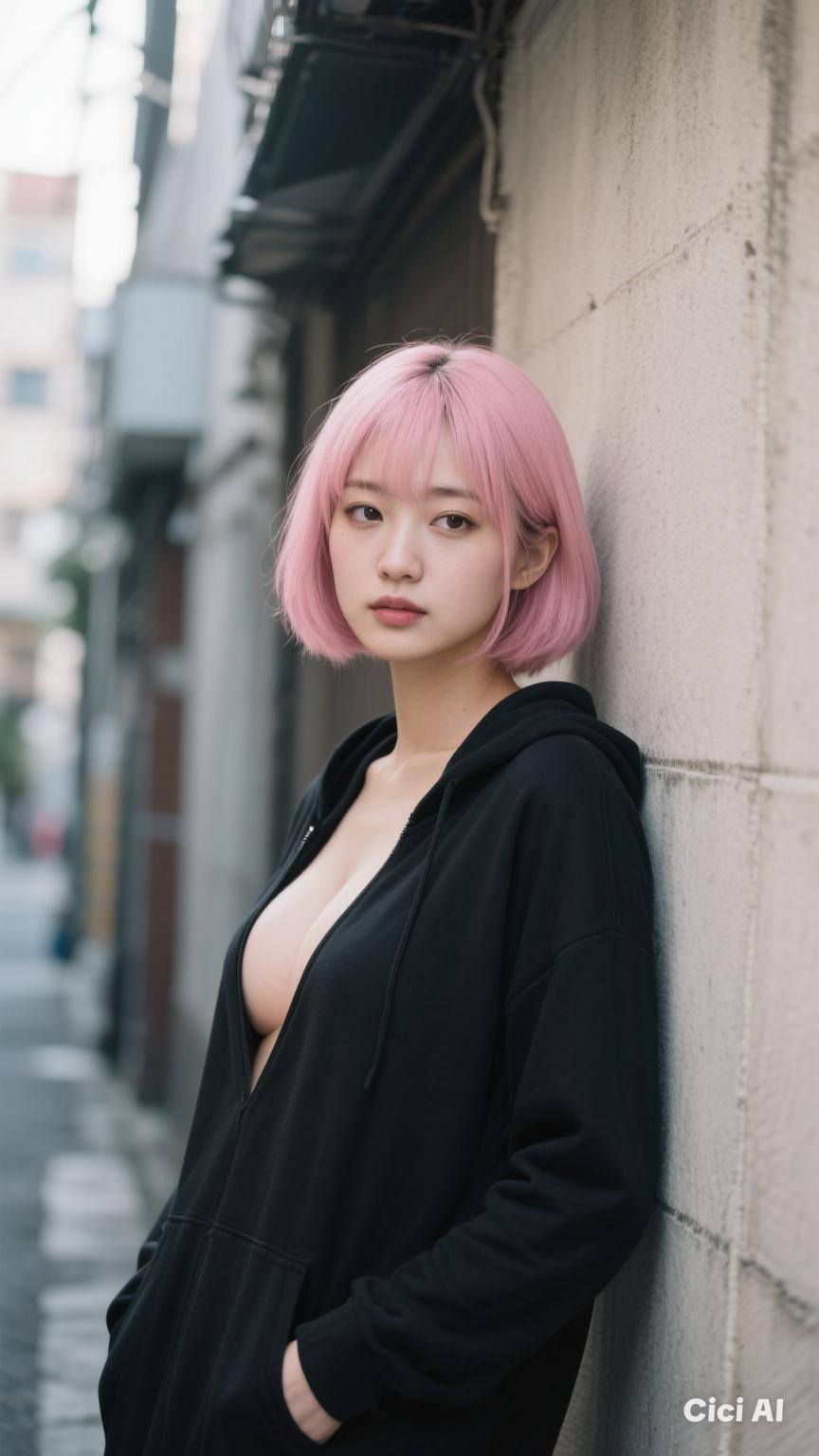 Short pink haired girl