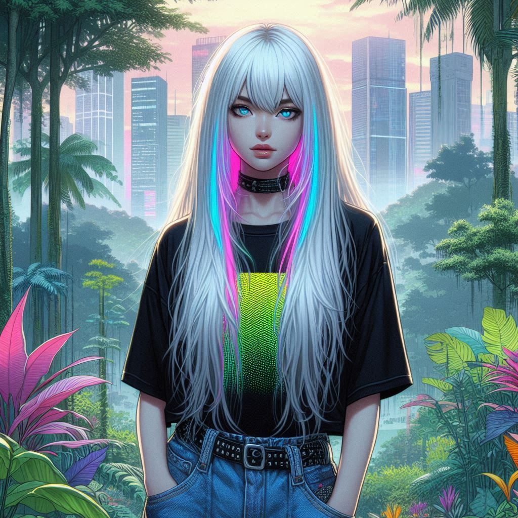 Punk Girl in the Jungle of the Future