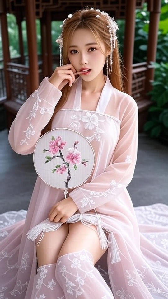 極淺粉紅色古風漢服