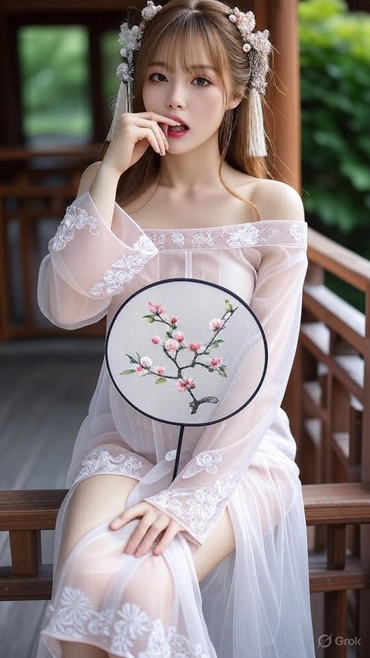 極淺粉紅色古風漢服