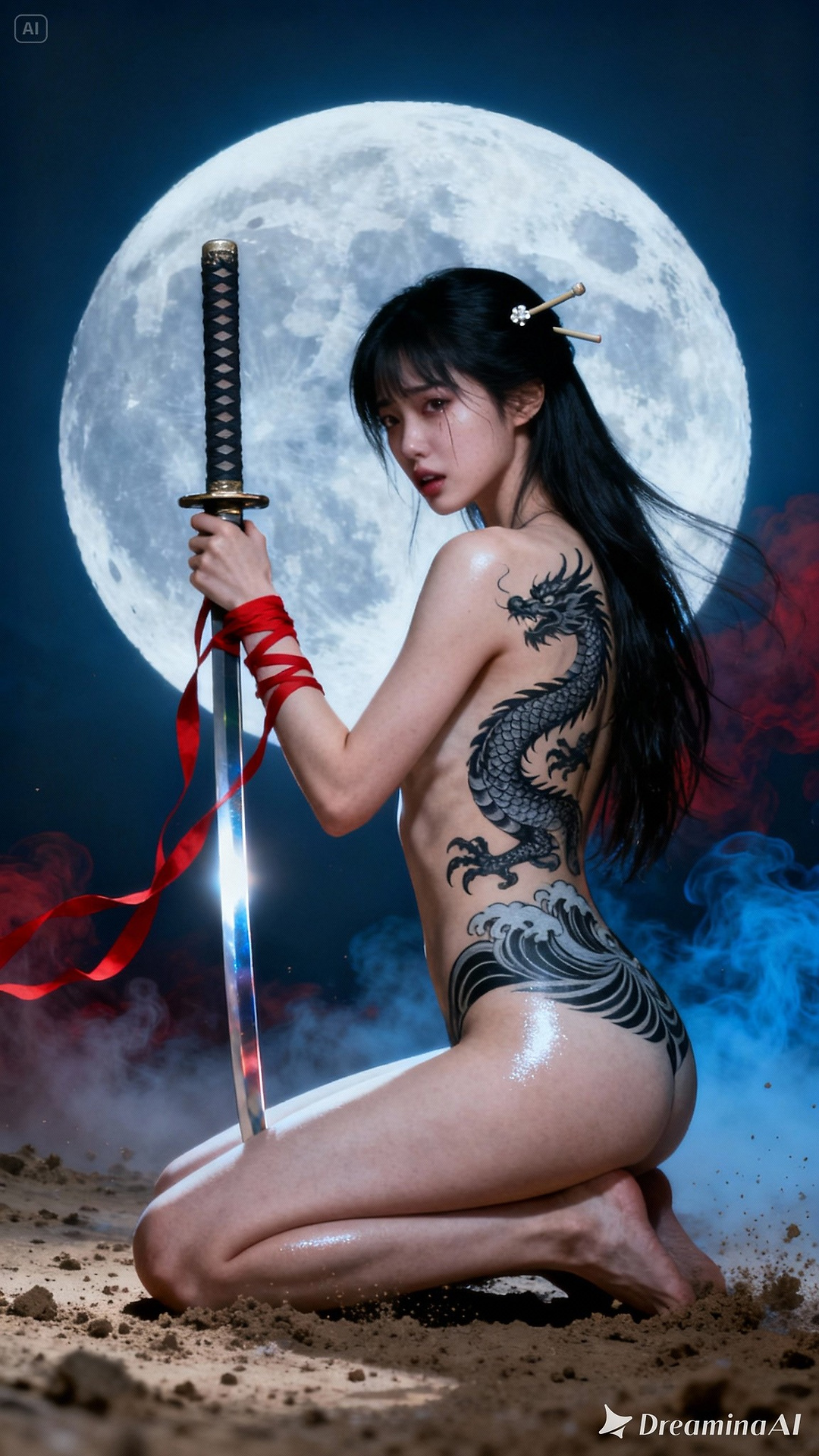 Black Grey Dragon Tattoo