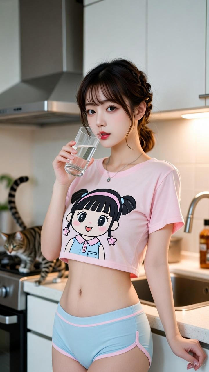 Cartoon Exposed Navel T-Shirt