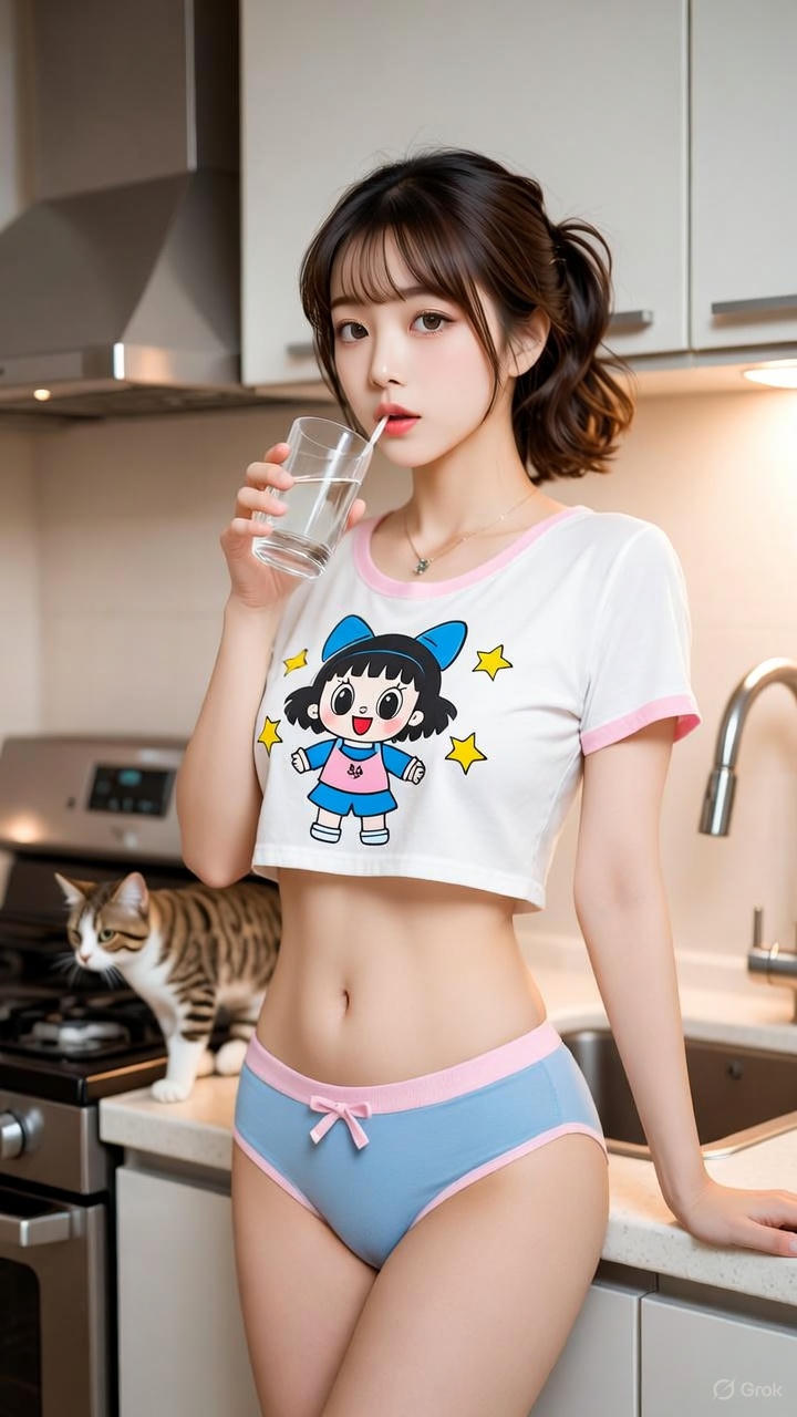 Cartoon Exposed Navel T-Shirt
