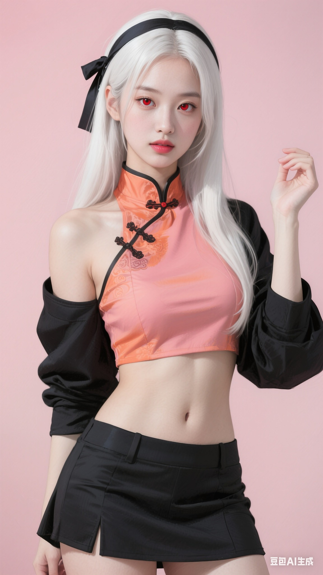 Chinese style open navel top