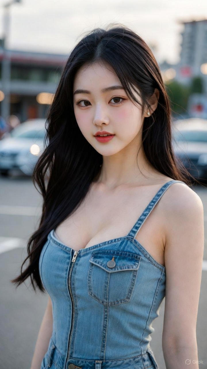 denim zipper pullover jumpsuit