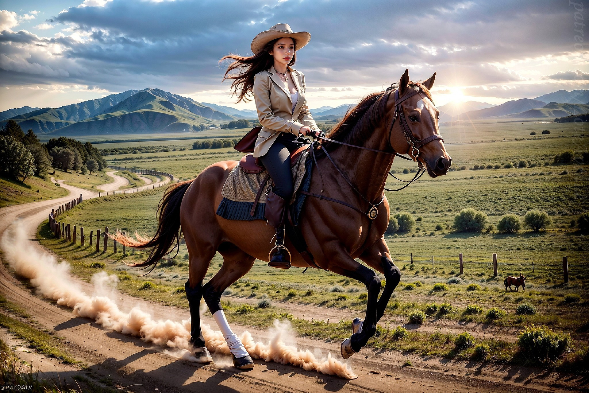 Grey. Horseback riding wallpaper style