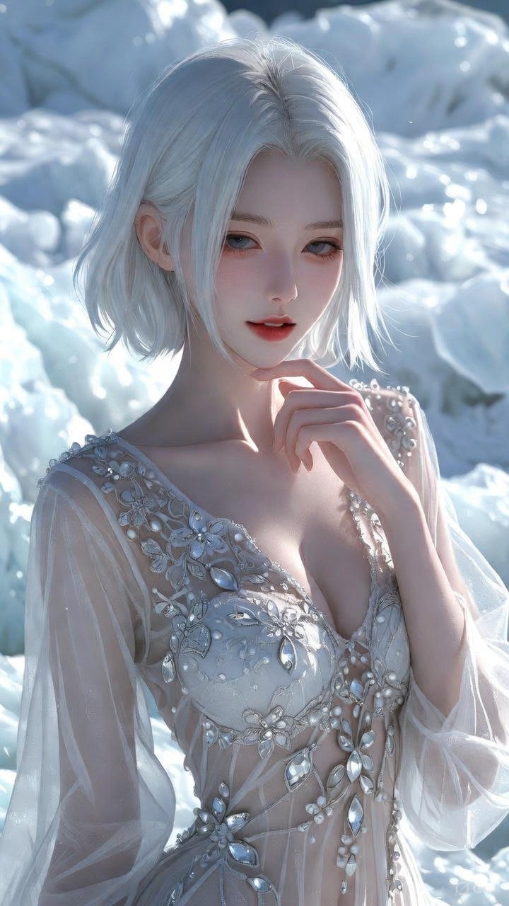 Semi-transparent white tulle dress
