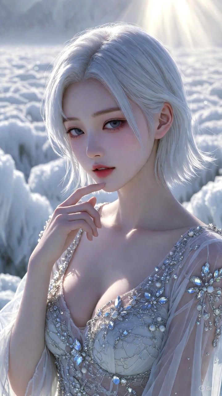 Semi-transparent white tulle dress
