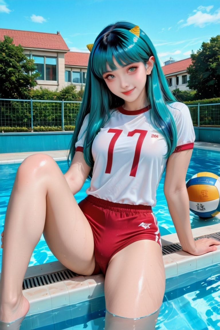 Green Hair Girl Doing Sports