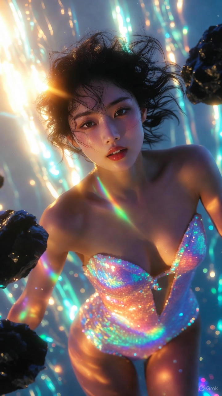Pearl sequins one-piece swimsuit