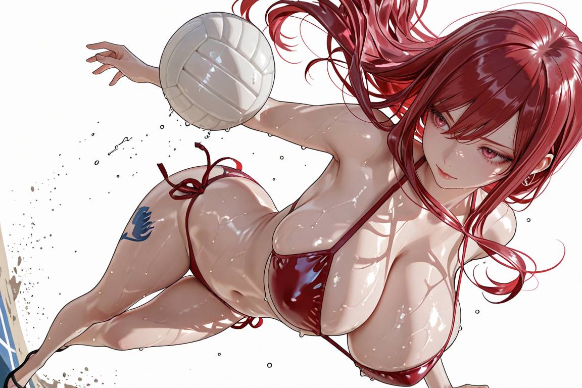 Beauty playing volleyball