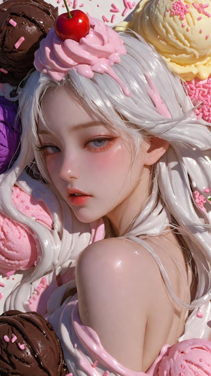 Cream Ice Cream Girl