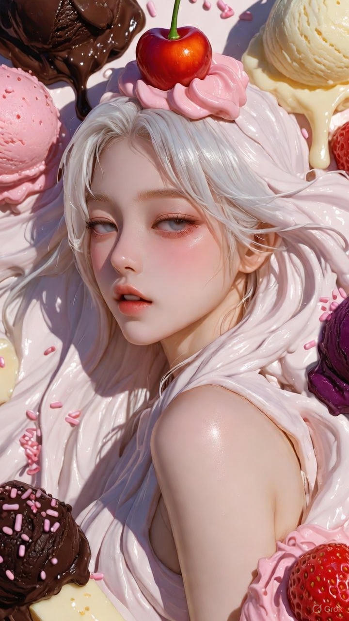 Cream Ice Cream Girl