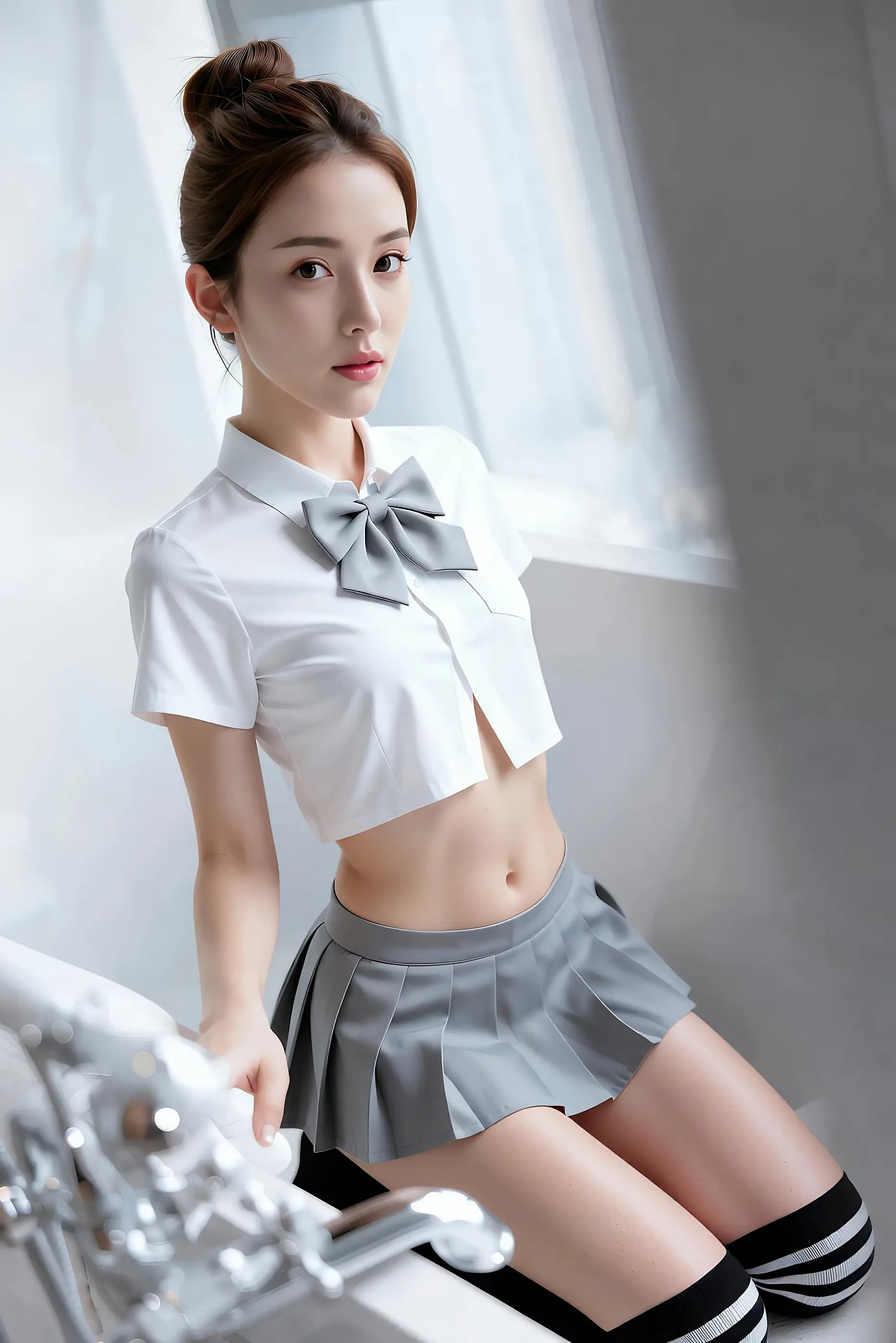 A lemon lemon - grey pleated skirt