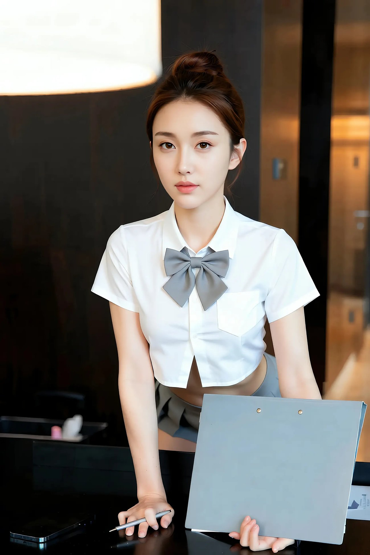 A lemon lemon - grey pleated skirt