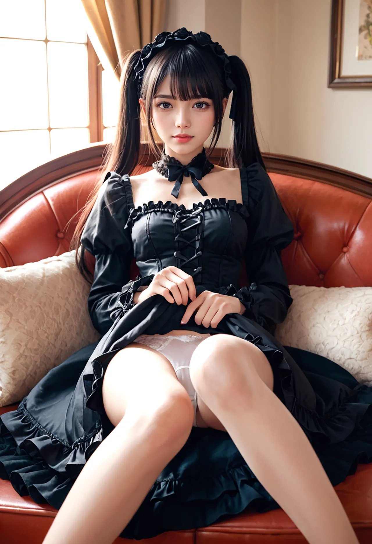Twin-tail goth loli teenage girl and dressmaker insertion etch - Part 1